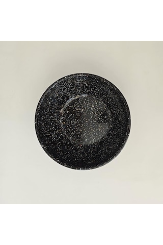 Emaye Kase 26 Cm Serpme Desen Siyah Siyah