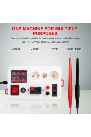 Xiyyadms Led Lamba Test Cihazı: Gerilim, Akım, Güç Ve Pf Ölçer - Çift Klemeli, Yüksek Hassasiyetli, Avrupa Standartı 90-265v, 0-400w Kırmızı Ve Beyaz