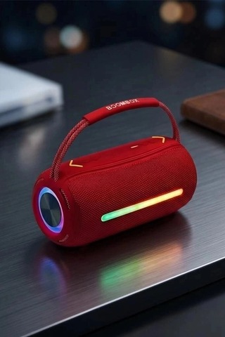 Delux Serisi Torima Bluetooth Hoparlör Rgb Booms Box 360 Kırmızı Seyyar Akıllı Müzik