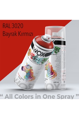 Wox Akrilik Sprey Boya, Ral 3020 Bayrak Kırmızı 400 Ml. Bayrak Kırmızı Ral 3020