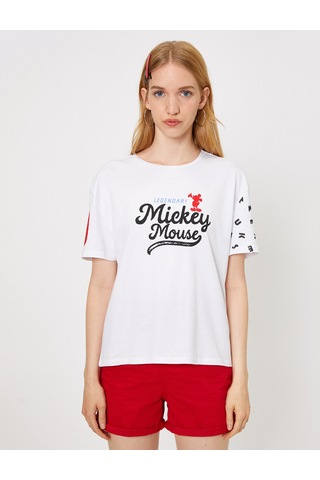 Koton Mickey Lisanslı Baskılı Tişört Beyaz 9yal18850ık
