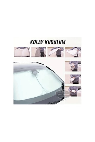Bay Premium Katlanır Oto Ön Arka Cam Güneşliği Metalize Isı Yalıtımlı Çantalı 150x70cm Najmaddin