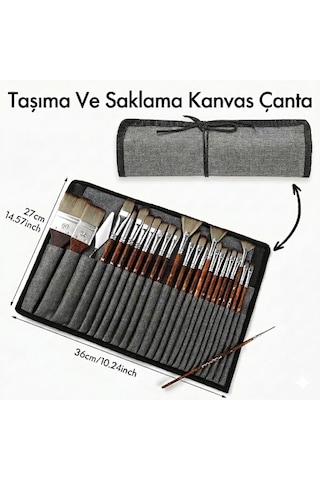 Hannah 25 Adet Birinci Sınıf Akrilik Boya Fırça Seti Sentetik Sanatçı Fırçası, Kanvas Düzenleme Çantası Ve Spatula, Akrilik, Sulu Boya, Yağlı Boya, Guaj, Taş Boyama İçin, Akrilik Fırça