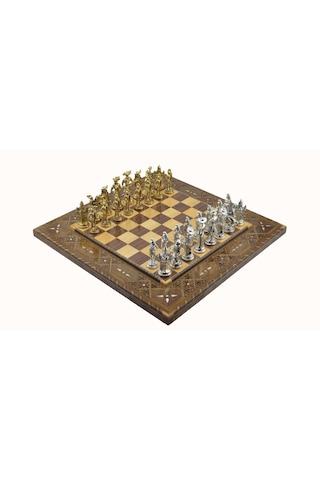 Gifthome Metal Satranç Takımı - Seti battal ispanyol parlak Taş d