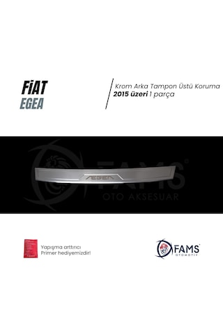 Fiat Egea Krom Arka Tampon Üstü Koruma 2015 Üzeri Yazılı Sedan P,çelik Taşlı