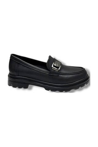Fancy 836-26 Deri Loafer Tokalı Anatomik Kadın Ayakkabı Siyah