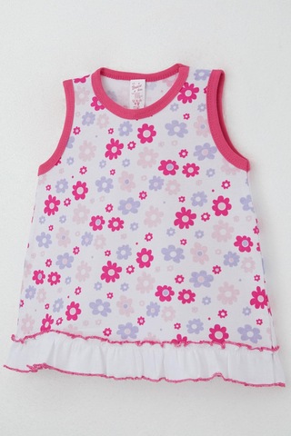 Breeze Kız Bebek Elbise Renkli Çiçek Desenli Etek Kısmı Fırfır Detaylı 0-6 Ay, Beyaz Beyaz