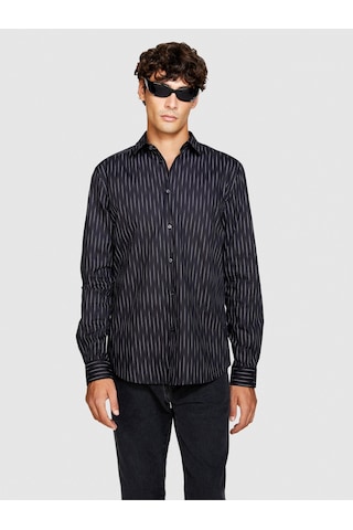 Sisley %100 Koton Slim Fit Geometrik Desenli Poplin Gömlek Erkek Renkli Gömlek - 323a58j2sq033
