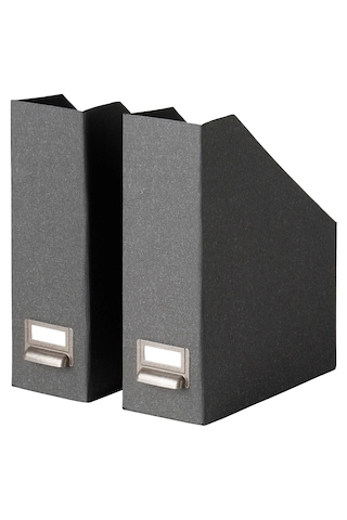 2 Adet Dosyalık Yükseklik 30 Cm 2'li Set Evrak Rafı Ikea Kutu Gri