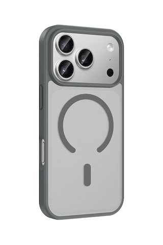 Maks Technology Apple Uyumlu iPhone 18 Pro Max Kılıf M-safe Şarj Özellikli Mkst Babet Kapak - Gri