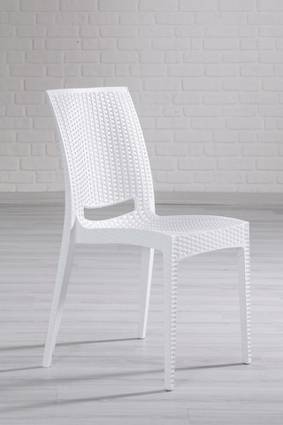 Rattan Dikdörtgen Beyaz Masa Takımı Bahçe&balkon Beyaz