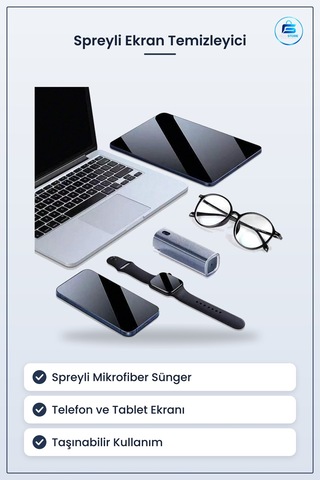Telefon Tablet Ekran Temizleme Spreyli Mikrofiber Süngeri Taşınab