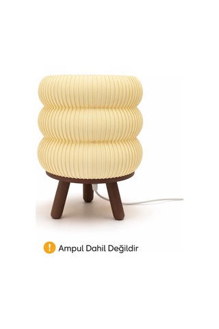 Modern Dekoratif Masa Lambası Şık Gece Lambası Sert Plastik Tasarım Led Uyumlu Minimal Tasarım Beyaz
