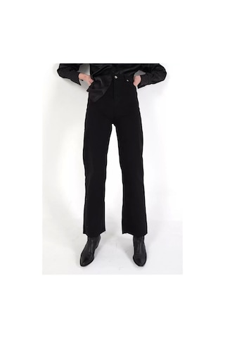 Yüksek Bel Wide Leg Jean Siyah