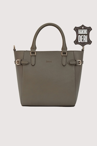 Hakiki Deri Kadın El Çantası Vizon Smr7922 Vizon