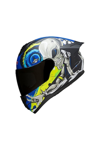 Ncr Rapid Siyah Vizörlü Ece Belgeli Kapalı Motosiklet Kaskı Mavi