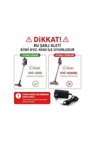 Kiwi Kvc 4040 Şarjlı Dikey Süpürge İle Uyumlu Şarj Adaptörü