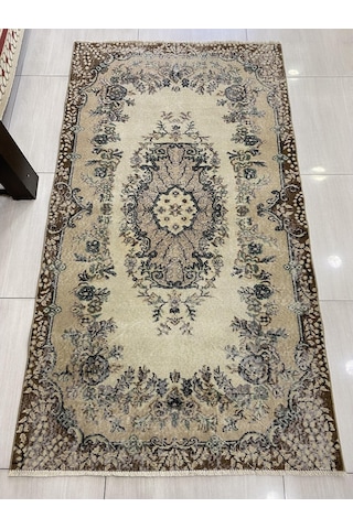 El Dokuma Isparta Halısı 113X207 Eskitme Yeşil Göbekli %100 Yün !