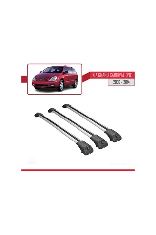 Kia Grand Carnival Vq 2006-2014 Arası İle Uyumlu Ace-1 Ara Atkı Tavan Barı Gri 3 Adet Bar