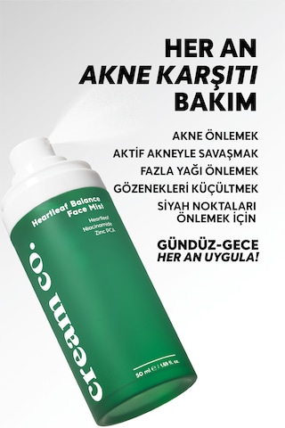 Cream Co. Heartleaf Balance Akne Karşıtı Gözenek Sıkılaştırıcı Yüz Spreyi 50 ML