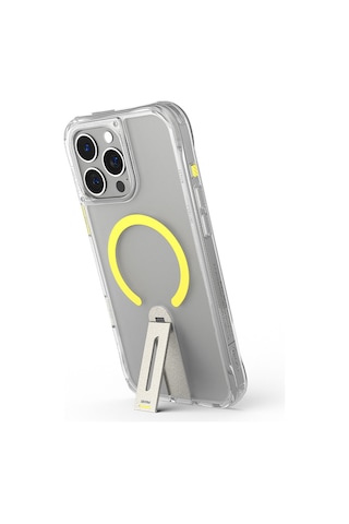 Apple Uyumlu iPhone 16 Pro Max Kılıf Magsafe 360 Dönebilen Standlı Skinarma Helix Kapak Şeffaf