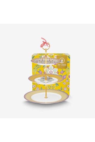 Sarı Porselen Kek Standı 26,5 Cm
