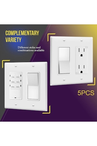 Trendooze Suntek 5 Adet Amerikan Standart Dubleks Priz Plakaları, Priz Plakası Seti