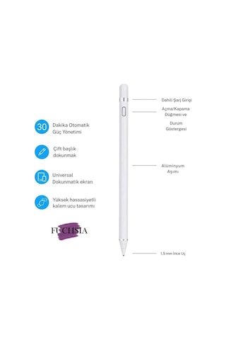 Honor Pad X9 - V9 11'5 İnç Uyumlu Tablet Kalemi Yazım Ve Çizim İçin Kapasitif Tablet Kalemi Beyaz