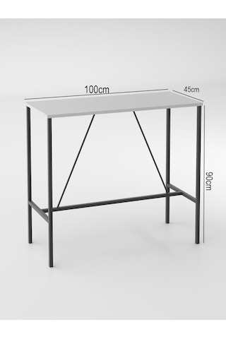 Retodesign Beyaz Bar Mutfak Masası / Yemek Masası 1058b Siyah