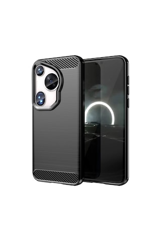 Microcase Huawei Pura 70 Ultra Brushed Carbon Fiber Silikon Kılıf - Siyah Al3332