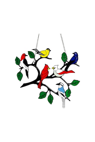 Yunboo Renkli Çift Taraflı Alaşım Kuş Gömlek, Pencere Dekorasyonu, Güneş Işığı İle Parlayan Ev Ve Bahçe Aksesuarı