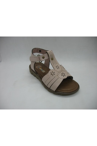 Raduno 0329 Doğal Deri , Çiçekli Kız Çocuk Pembe Sandalet 26-30 Pembe