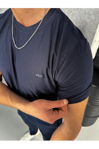 Modefendi Yüksek Kalite Slimfit Merserize Kumaş Bisiklet Yaka Tshirt Lacivert