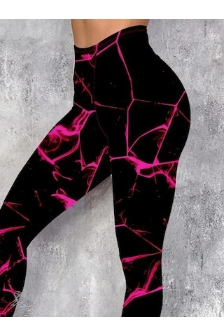 Kadın Yüksek Bel Renk Detaylı Dalgıç Tayt Mor