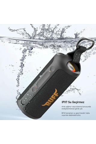 Buff Bf22 Taşınabilir Ipx7 Su Geçirmez Rgb Işıklı Kablosuz Bluetooth Hoparlör