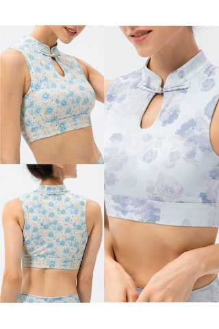 Skycity Kadınlar İçin Yoga Sporcu Sütyeni, Dik Yaka, Düğmeli, Baskılı, Kolsuz, Rahat, Koşu Ve Günlük Kullanım Açık Mor