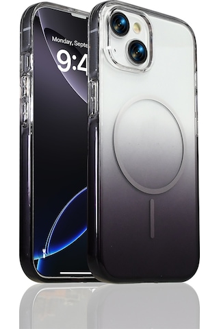 Apple Uyumlu iPhone 15 Kılıf M-safe Şarj Özellikli Zore Septik Silikon Kapak Siyah