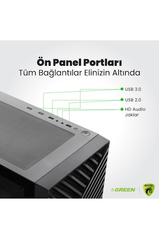 Green GRIFFIN G3 PLUS i5-14400f 16 GB 512 GB SSD RTX5060 Free Dos Oem Paket Masaüstü Oyuncu Bilgisayarı
