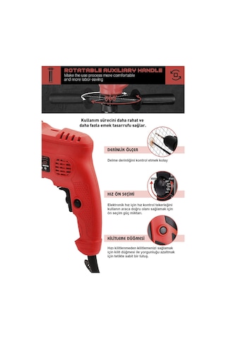 Assur ASR207 500 W 13 MM Elektrikli Matkap Kırmızı