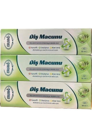 Ersağ Karanfil - Okaliptüs - Aloe Vera Diş Macunu 3 x 100 ML