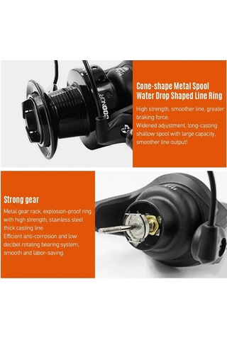 Vkemall Wn6000 Çift Frenli Spinning Makinesi - Tam Metal Bobinli Uzun Atış Balık Makinesi Sahte Yemi Balıkçılığı İçin Ön Ve Arka Fren