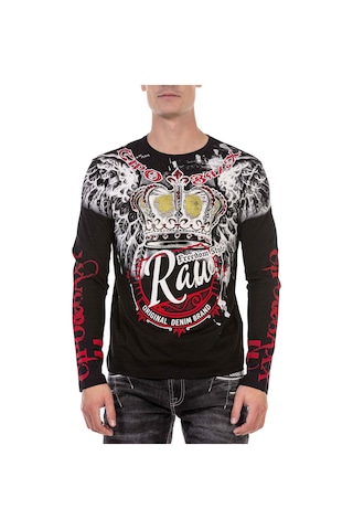 Cipo & Baxx CL451 Taşlı Baskılı Siyah Sweatshirt Siyah