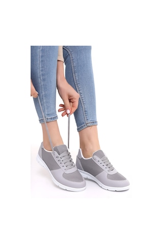 Wordex F1 Günlük Kadın Fileli Yazlık Sneaker Spor Ayakkabı Gri