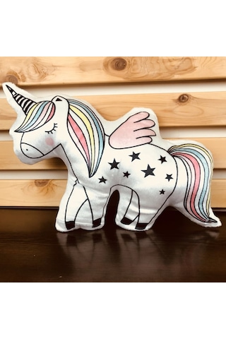 Delux Serisi Peluş Eşya Salon Süsü Tatlı Unicorn Tasarım Yastık Çok Renkli