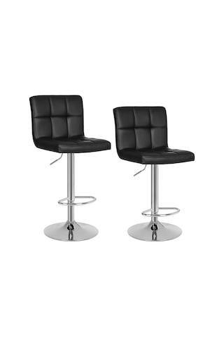 2 X Bar Tabureleri, Bar Tabureleri, Sırtlıklı Tezgah Tabureleri, Yüksekliği Ayarlanabilir, Suni Deri, Pu, Siyah, 38,5 Cm Lx 44,5 Cm Wx 115 Cm H Çok Renkli