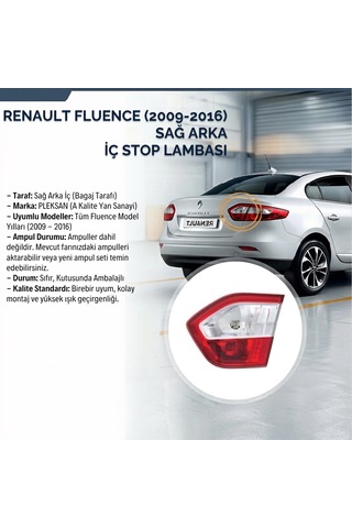 Renault Fluence 2009-2016 Model Arası Sağ Arka İç Stop Lambası