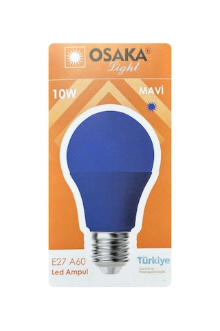 10 Adet Osaka 10w Mavi Işık E27 Duylu Kalın Duy Led Ampul
