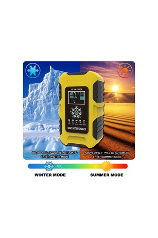 Foxsur 10a 12v 7-segment Motosiklet/araba Akıllı Akü Şarj Cihazı Sarı