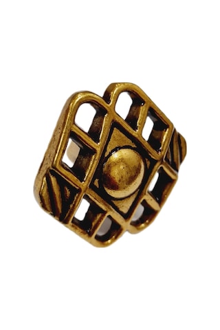 Metal Kulp Kristal Antiksarı Düğme - 4 Adet Sarı