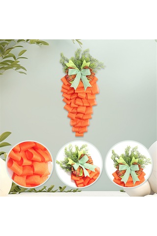 Yunboo Paskalya Polyester Havuç Çileği, Tavşan Desenli Ön Kapı Dekorasyonu, 55x30cm, Yıllık Kullanıma Dayanıklı Tatil Süsleme